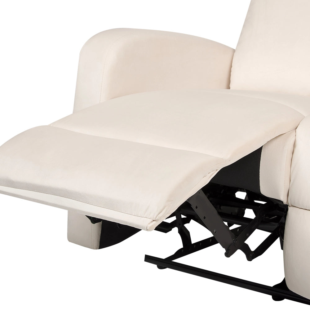 Divano 2 posti con schienale reclinabile elettricamente in velluto bianco sporco design moderno glamour soggiorno