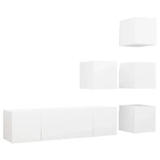 Set Mobili Porta TV 6 pz | Armadietto TV | Mobile Porta TV Bianco in Legno Multistrato