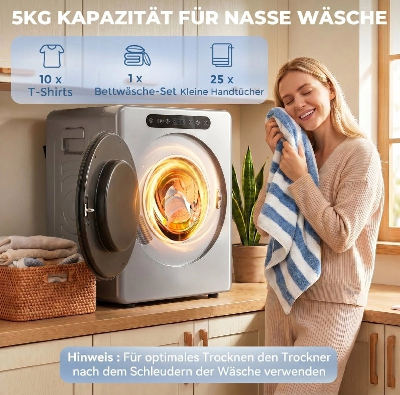 Asciugatrice a evacuazione compatta 5 kg 1000 W argento