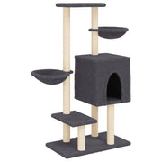 Tiragraffi per gatti torre per arrampicata giocattolo piattaforma per arrampicata con tiragraffi in sisal scuro 117 cm grigio 02_0022647