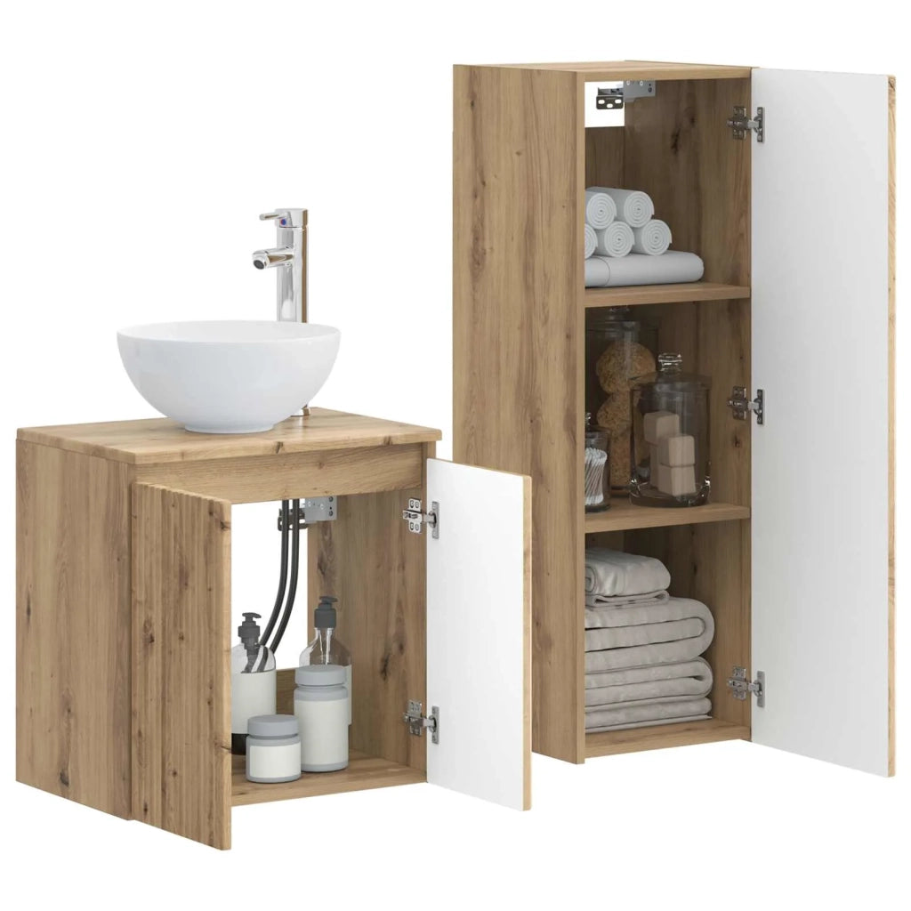 Set di mobili per il bagno 2 pz Rovere Artigianale 3406122