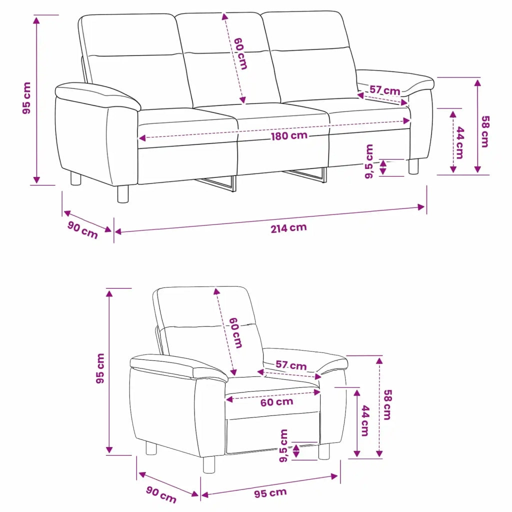 Set di divani 2 pcs Nero Tessuto 3430622