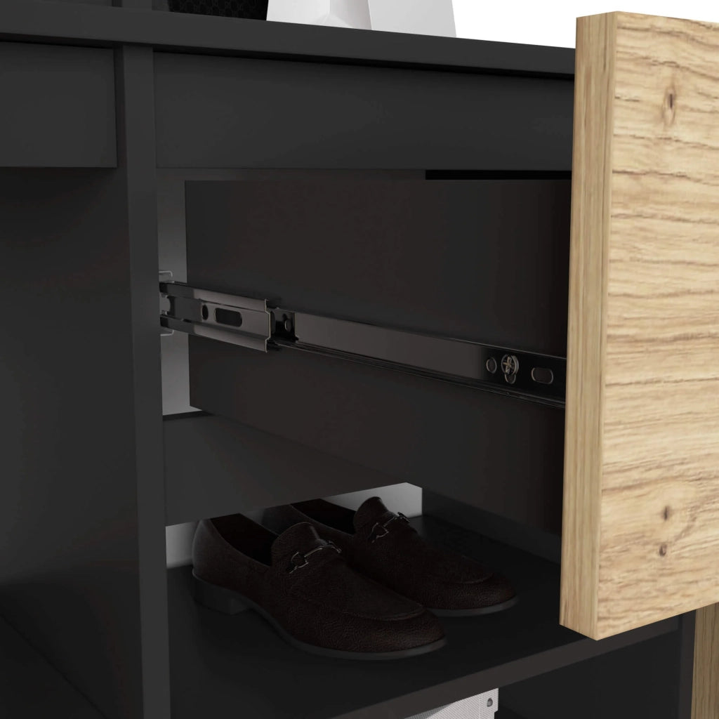Scarpiera ingresso con appendiabiti ENTRO AKORD Nero, Quarcia Artisan 95x183x35 cm