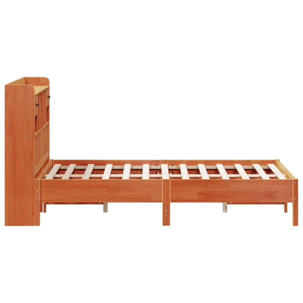 vidaXL Letto Libreria senza Materasso Marrone Cera 140x200 cm in Pino