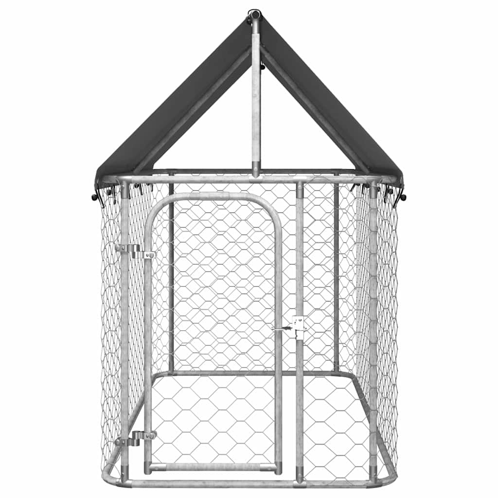 Cuccia/gabbia/recinto per animali domestici da esterno con tetto 200 x 100 x 150 cm argento 02_0041906