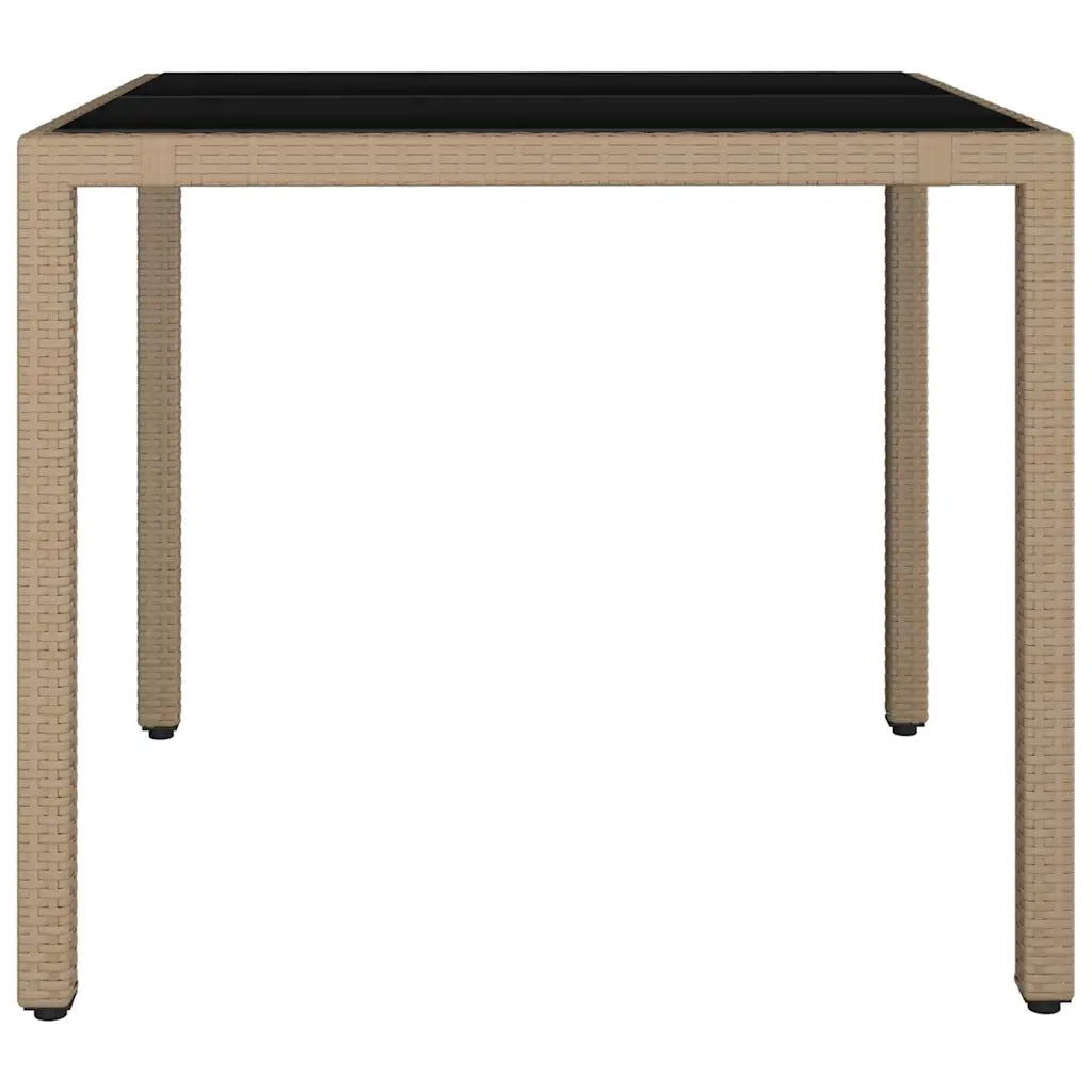 Tavolo da Giardino Piano Vetro Beige Polyrattan Vetro Temperato 319550