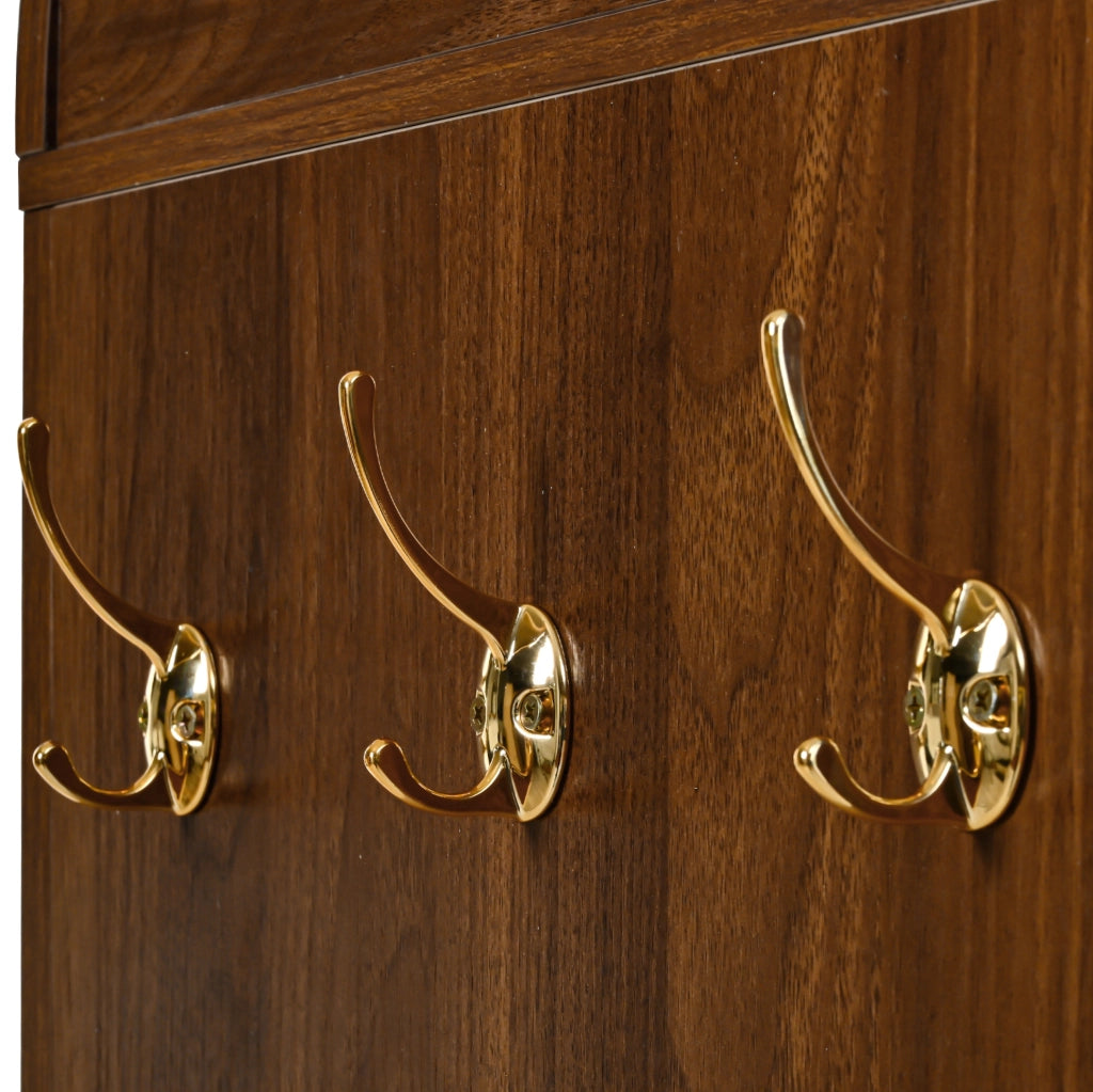 Credenza 80x40x180 cm con ripiani aperti e doppio cassetto in MDF noce
