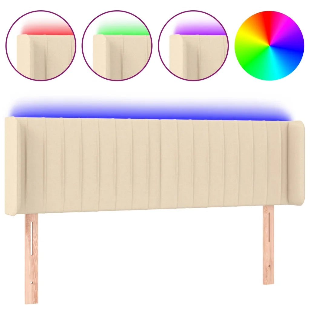 Testiera a LED-Testata con LED Crema 147x16x78/88 cm in Tessuto 890231