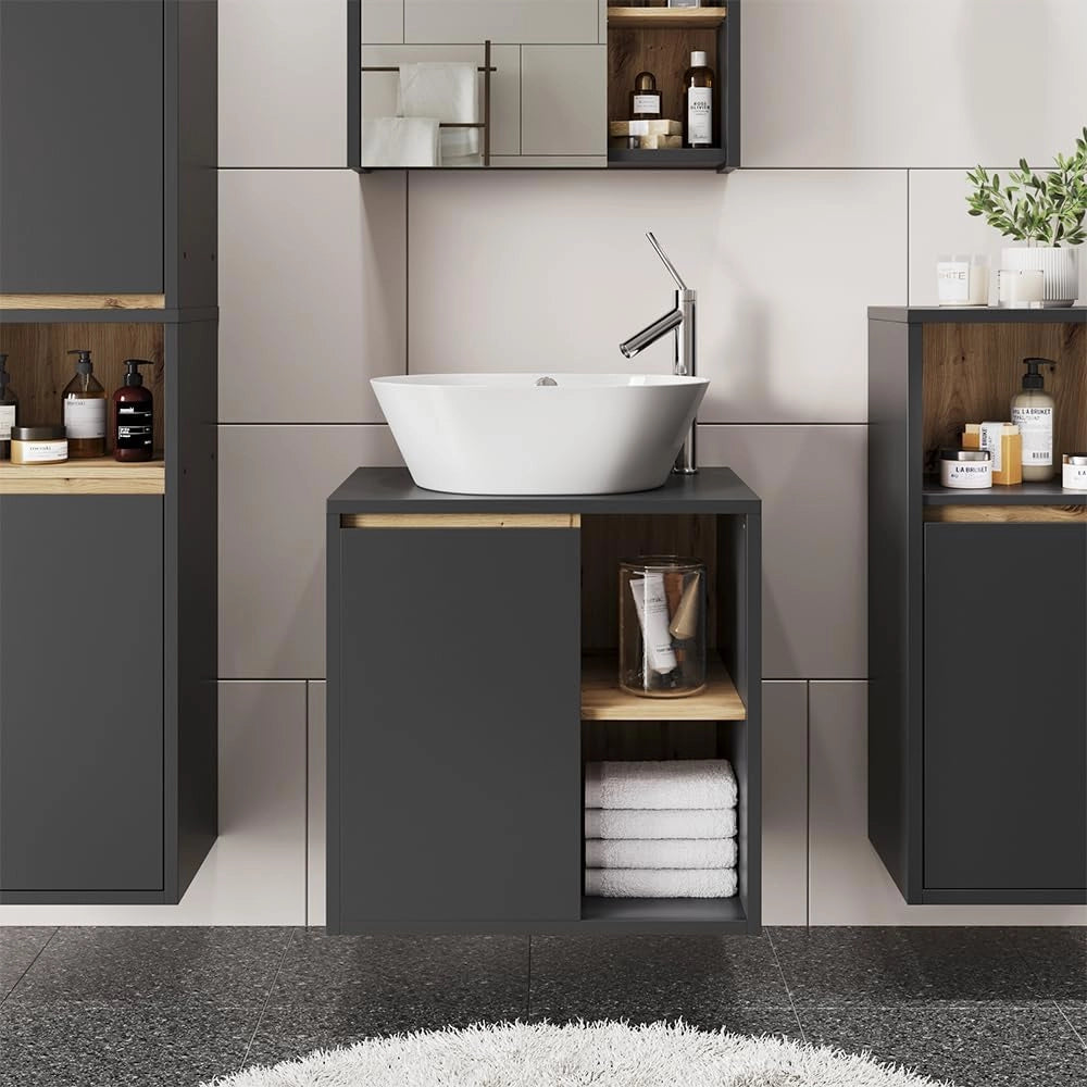 Mobiletto per lavabo Viola, Grigio/Artisan, 60 x 60 cm