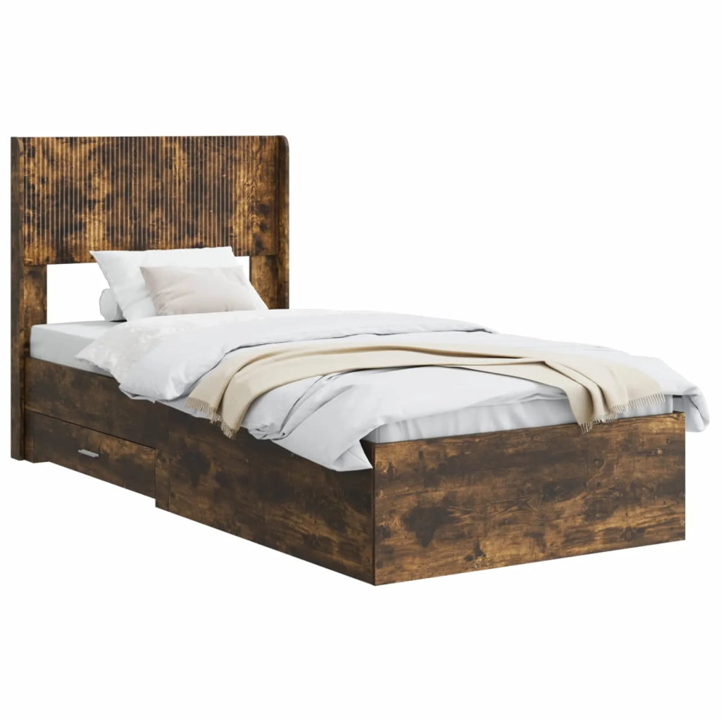 Struttura del letto con stoccaggio e testata Rovere Fumo 3414527
