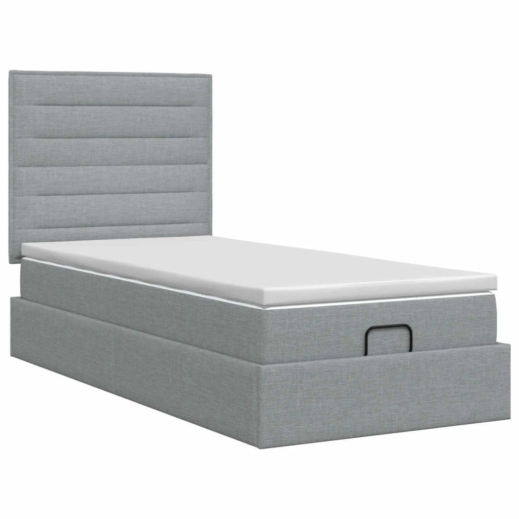 Letto ottomano con materasso Grigio Chiaro 100 x 200 cm Tessuto 3457383