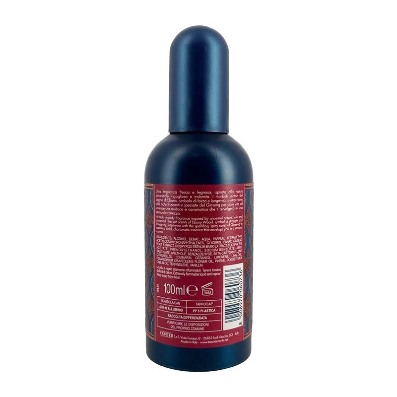 TESORI D'ORIENTE PROFUMO AROMATICO PER UOMO FRAGRANZA LEGNO DI EBANO E GINSENG 100 ML