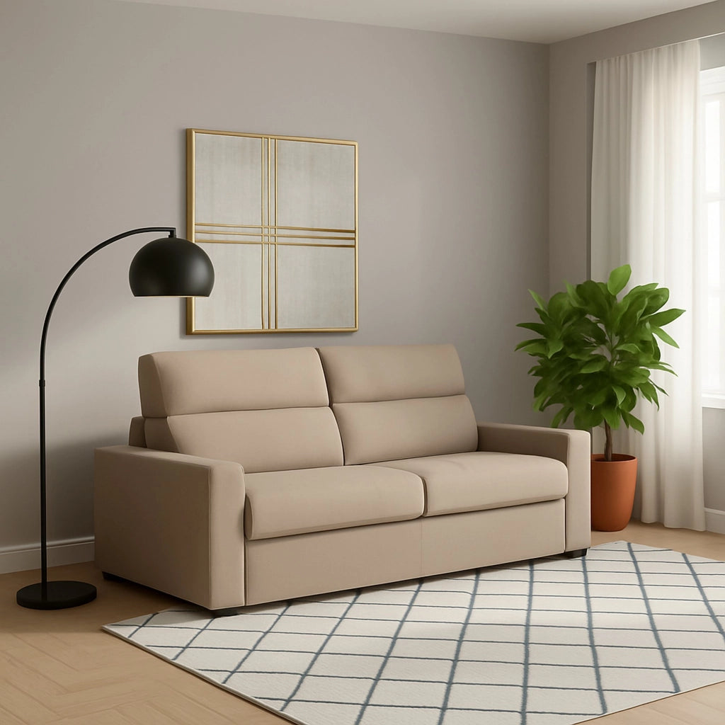 Letino, Divano Fisso 2 Posti Sfoderabile Made in Italy, 200x95x100h cm Grigio Tortora