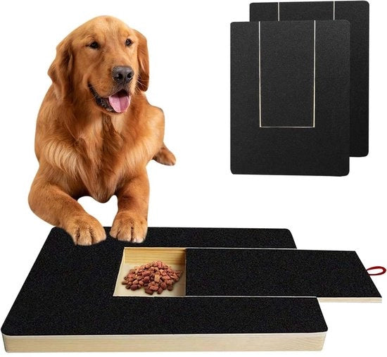Piastra di protezione per cani con box per snack - Piastra di protezione per cani - Cura delle unghie dei cani - Carta abrasiva di riserva - Alternativa al blocco di protezione per cani - 2 fogli inclusi