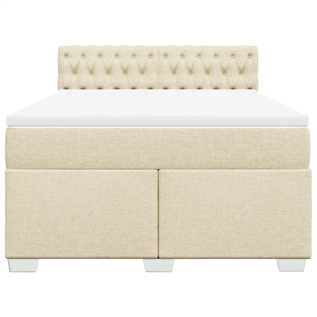Giroletto a Molle con Materasso Crema 140x19 cm in Tessuto 3288195