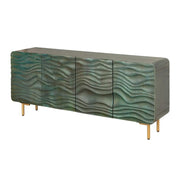 Buffet ONDARA 160 cm – Legno Massiccio Verde Scolpito – Piedi Dorati – Design Contemporaneo