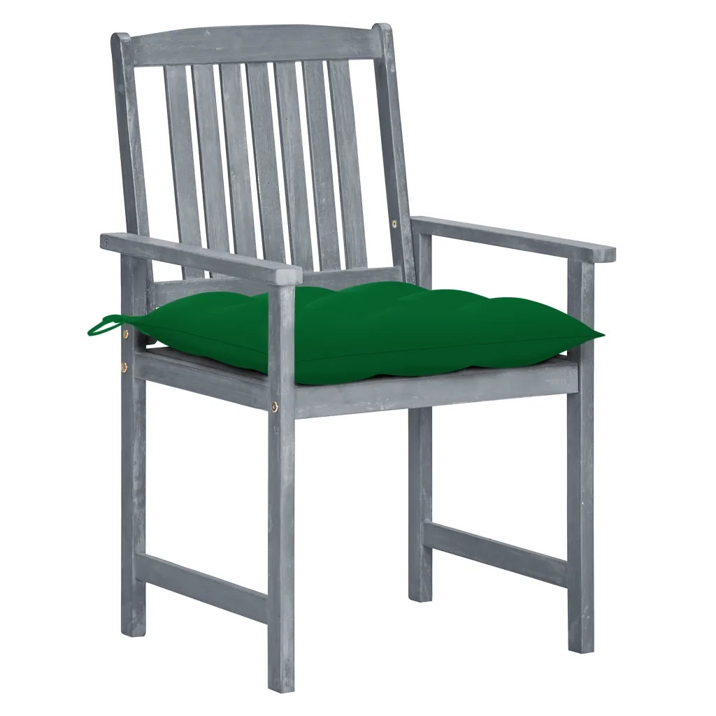 Sedie da Giardino con Cuscini 4 pz in Massello di Acacia Grigio 3061262