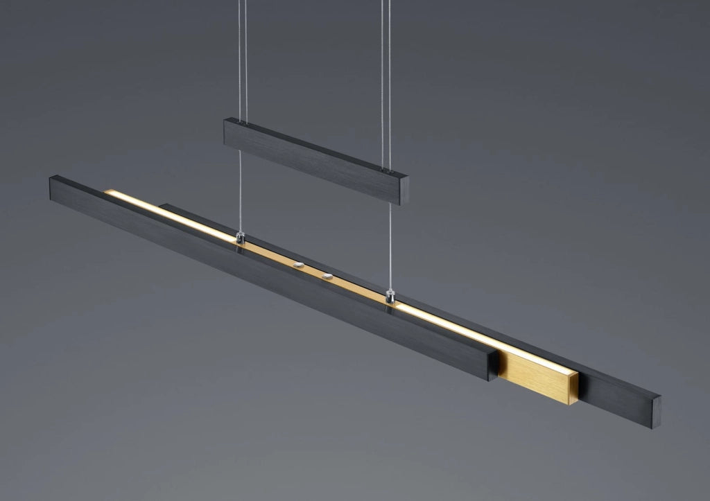 Lampada a sospensione LED Trajan nera 150 cm Trio 45W