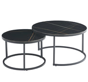Tavolino da caffè TAJDA set da 2 (marmo nero + oro)