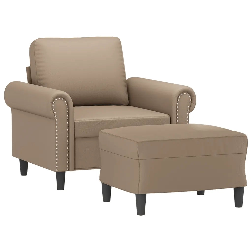 Poltrona | Sedia Relax con Poggiapiedi Cappuccino 60 cm in Similpelle