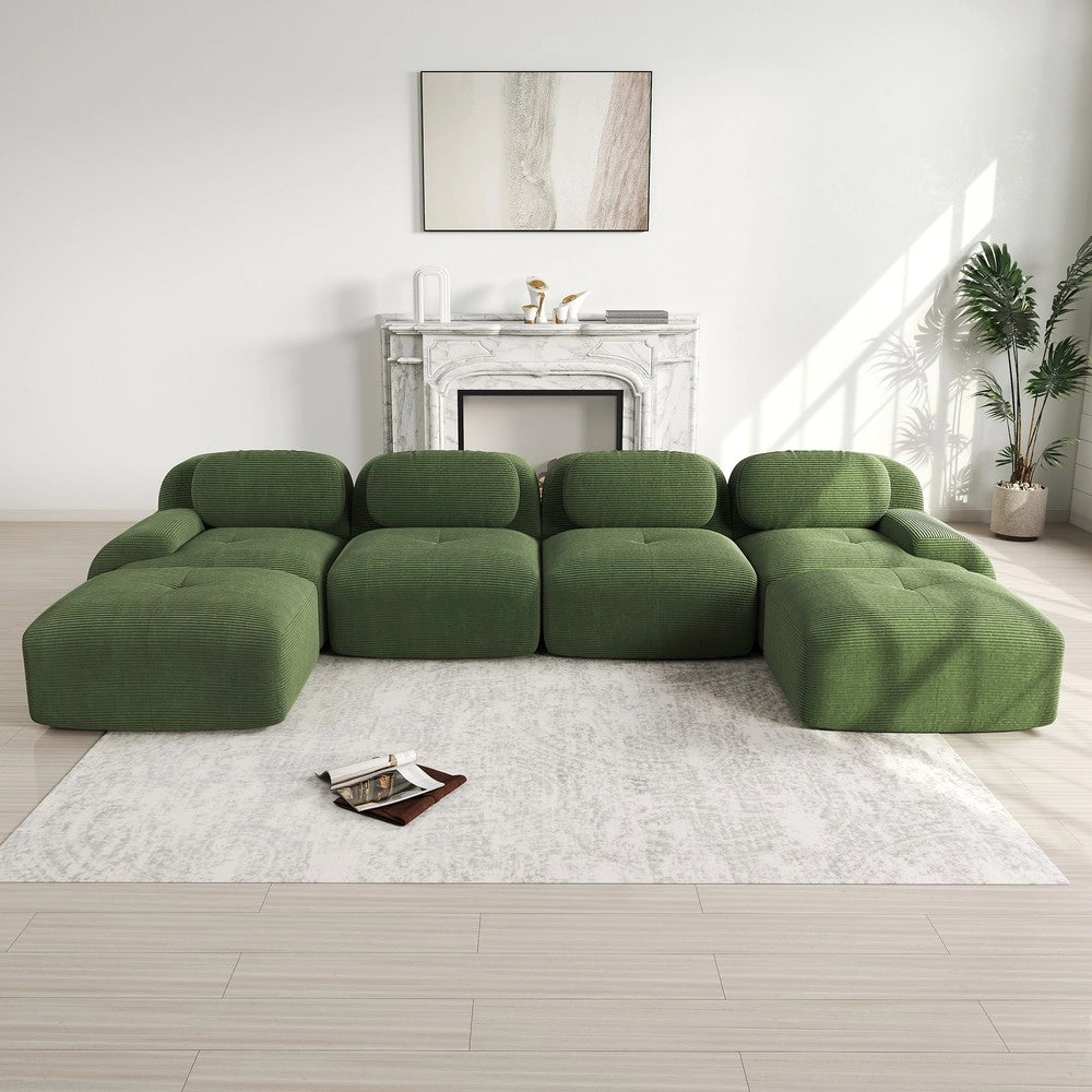Divano 3 posti ¨C Minimal ¨C verde, con braccioli, tessuto morbido
