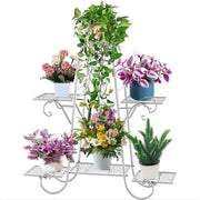 Supporto per piante - Tavolo per piante - Pannello per fiori - Rettifica per piante - 6 strati - Metallo Bianco
