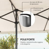 Ombrellone Doppio a 12 Stecche 450x265x260 cm in Acciaio e Poliestere Bianco Crema