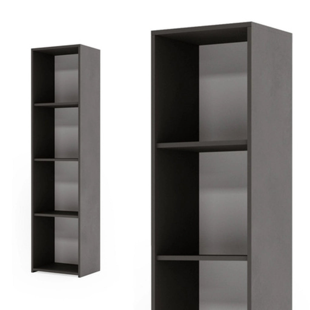 Libreria a colonna LONI 160x40 cm grigia con 4 ripiani a giorno