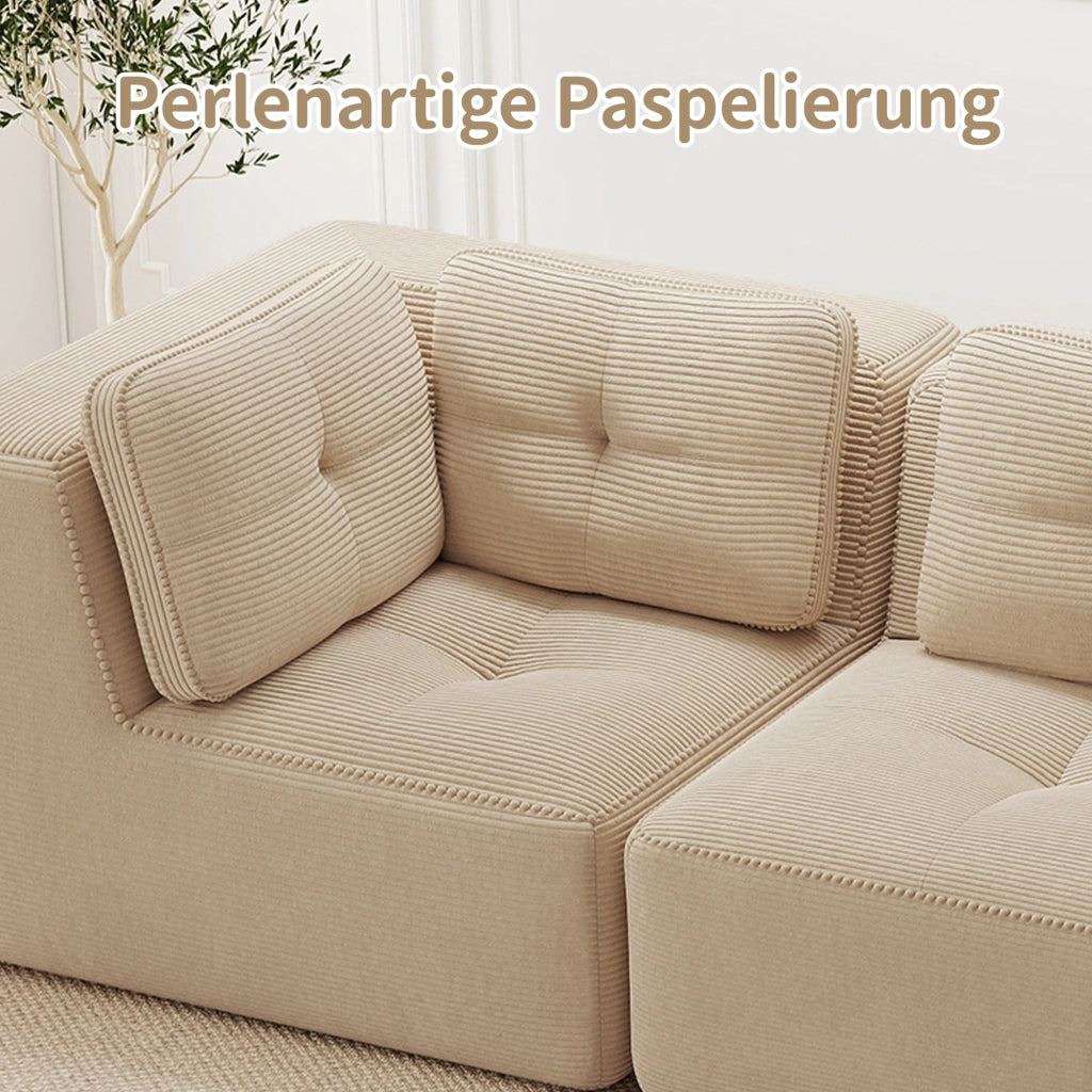 DIVANO ANGOLARE MODULARE IN CORDUROY BEIGE