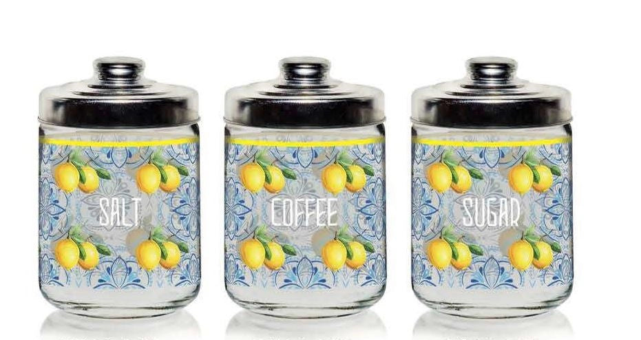 Set 3 Barattoli da Cucina in Vetro Sunny Lemon 800 ml Cerve