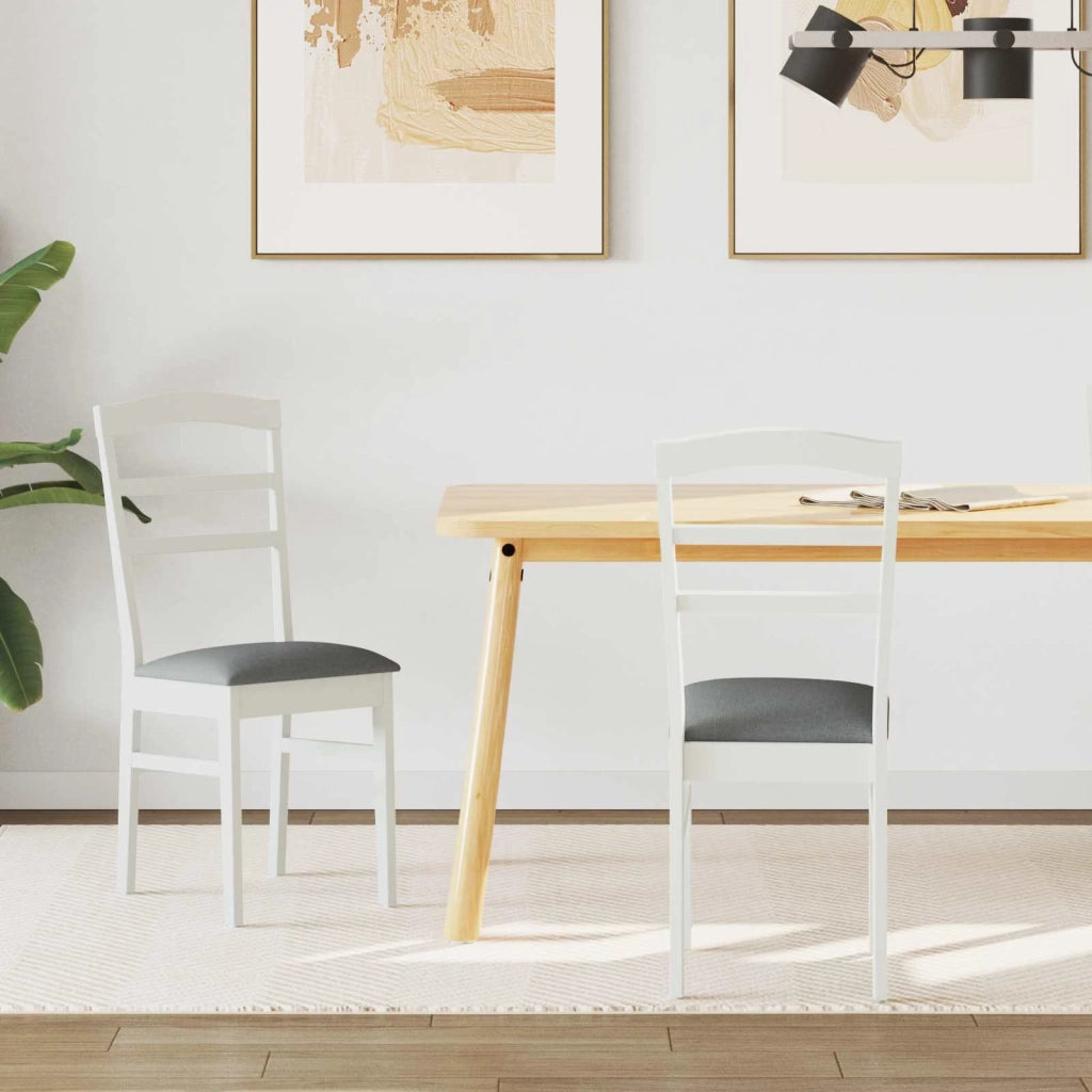 Sedia da pranzo 2 pcs Bianco e Grigio Legno di gomma solido