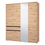 Armadio Camera da Letto Rifreddo, Guardaroba Grande 4 Ripiani, 182.5x210.5h cm Marrone Rovere Nodi