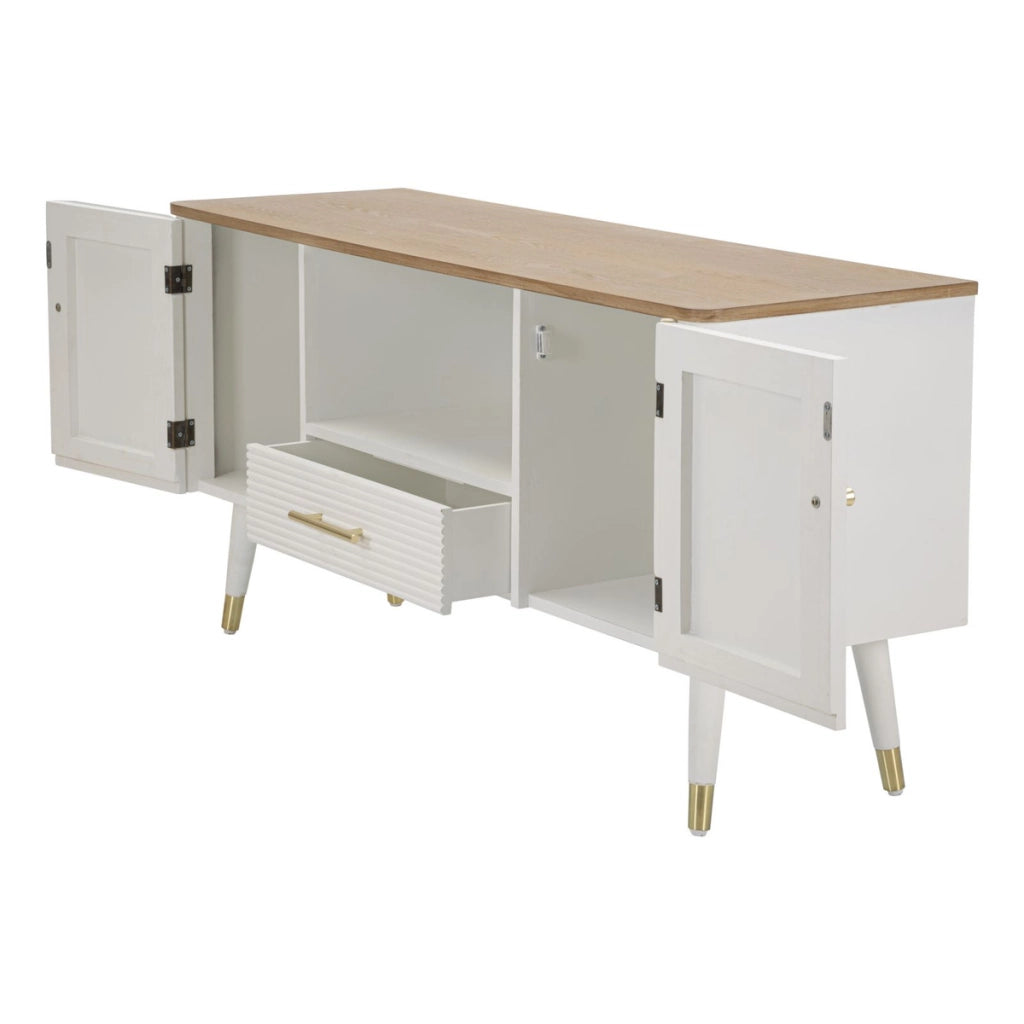 Mobile Porta TV VKH228, Bianco, Legno, 117x40x60 cm