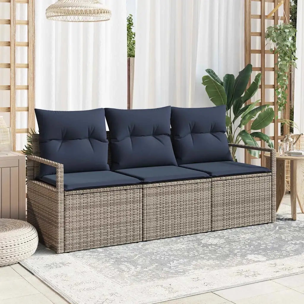 Set di divani 3 pcs Grigio polyrattan