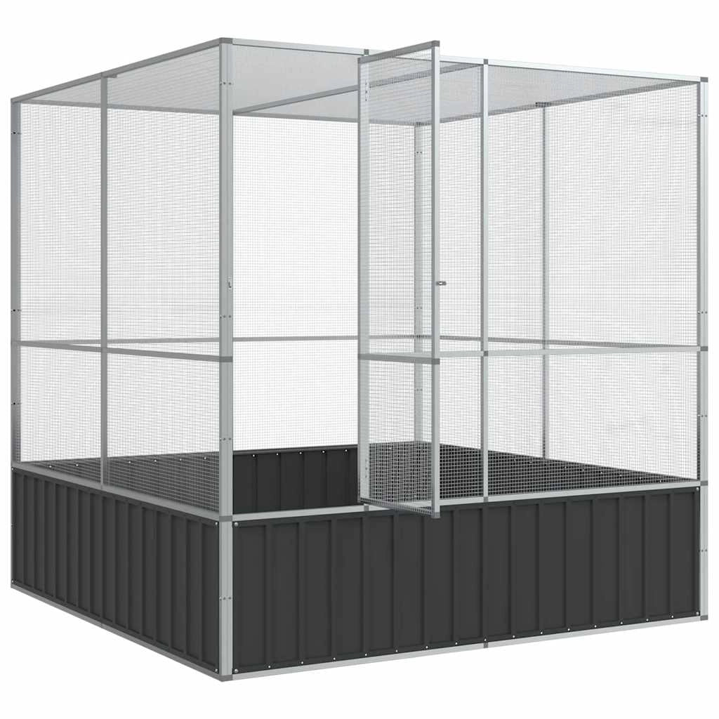 Voliera in gabbia argentata 211 x 207 x 212 cm acciaio Argento 02_0045639