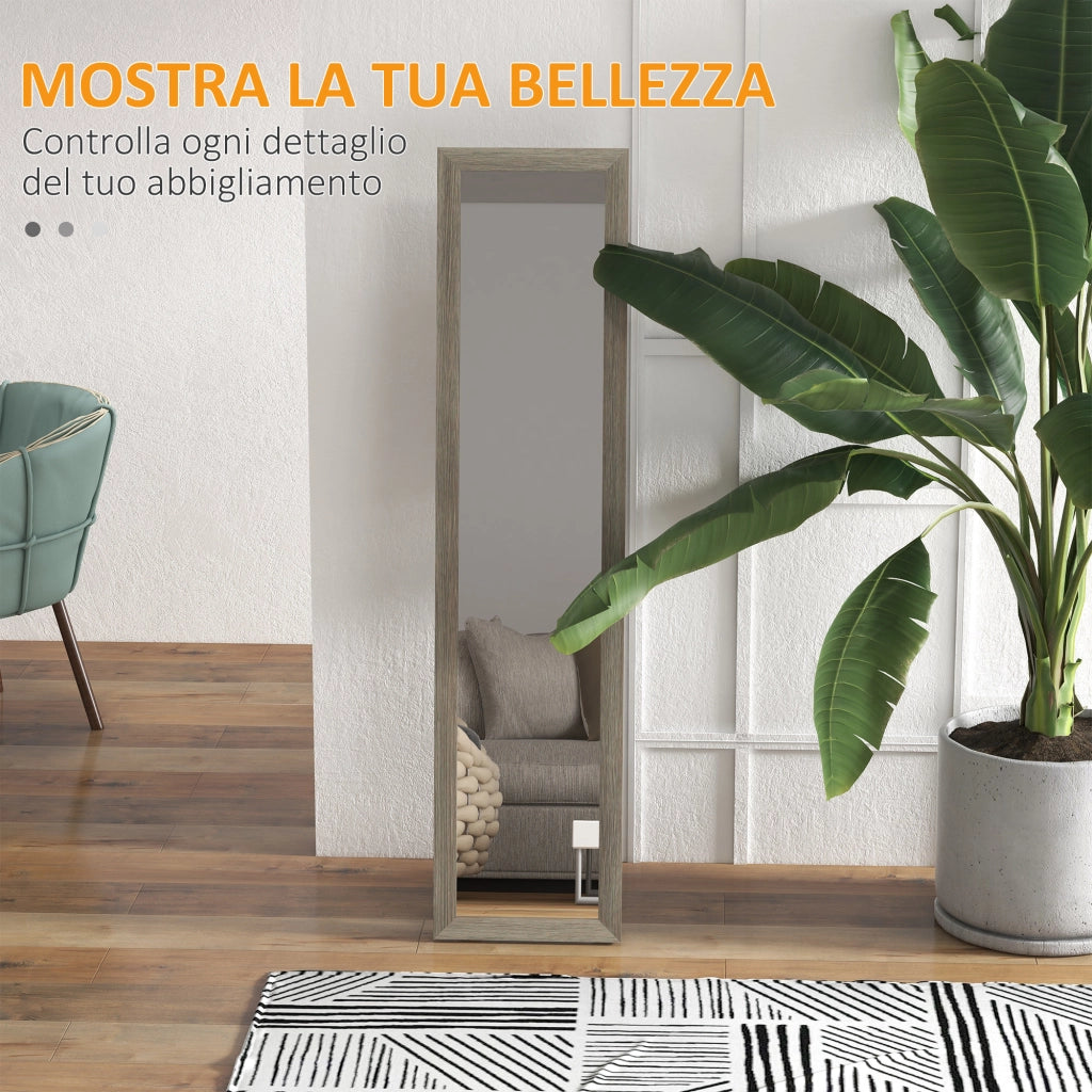 Specchio da Terra 37x157 cm Design Moderno a Figura Intera Cornice in MDF Grigio