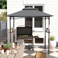 Gazeboda per barbecue a due livelli copertura per giardino con luce LED 240 x 150 x 250 cm grigio scuro