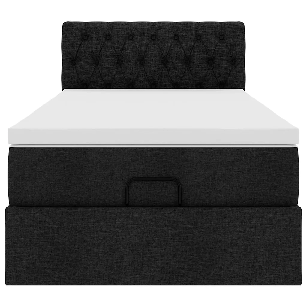 vidaXL Struttura Letto Pouf con Materasso Nero 90x190 cm in Tessuto