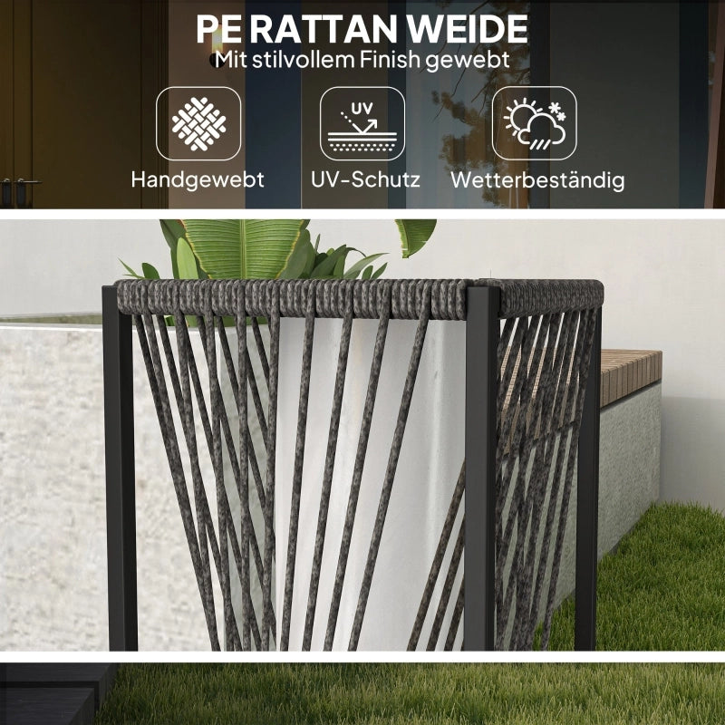Lampada da terra solare in rattan con sensore di luce, 25 LED in stile boho, resistente agli schizzi IP44, colore nero+grigio