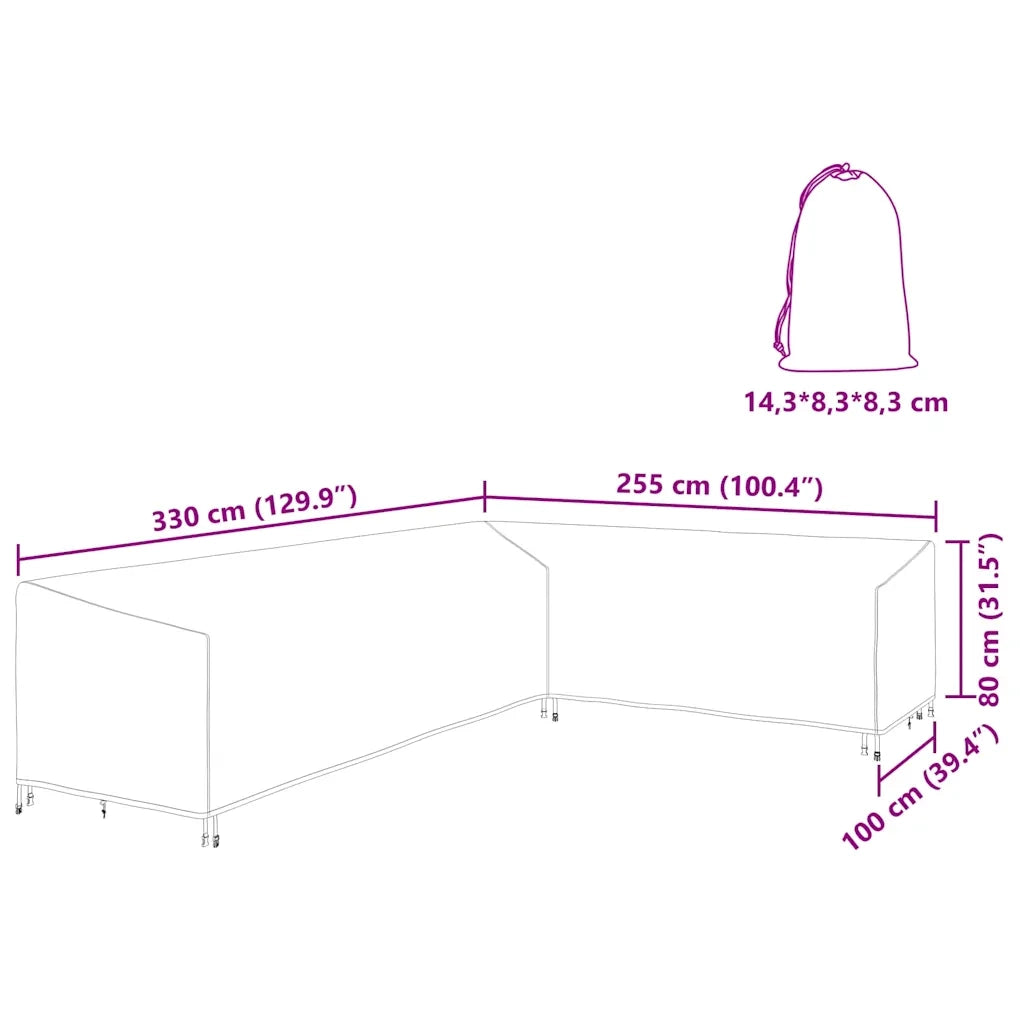 vidaXL Copertura per mobili da esterno 330 x 255 x 80 cm