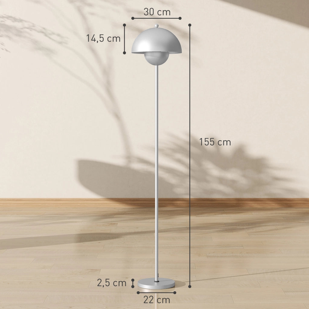 Lampada da terra moderna ¨C Xylo ¨C ?30x155 cm argento con paralume a ciotola