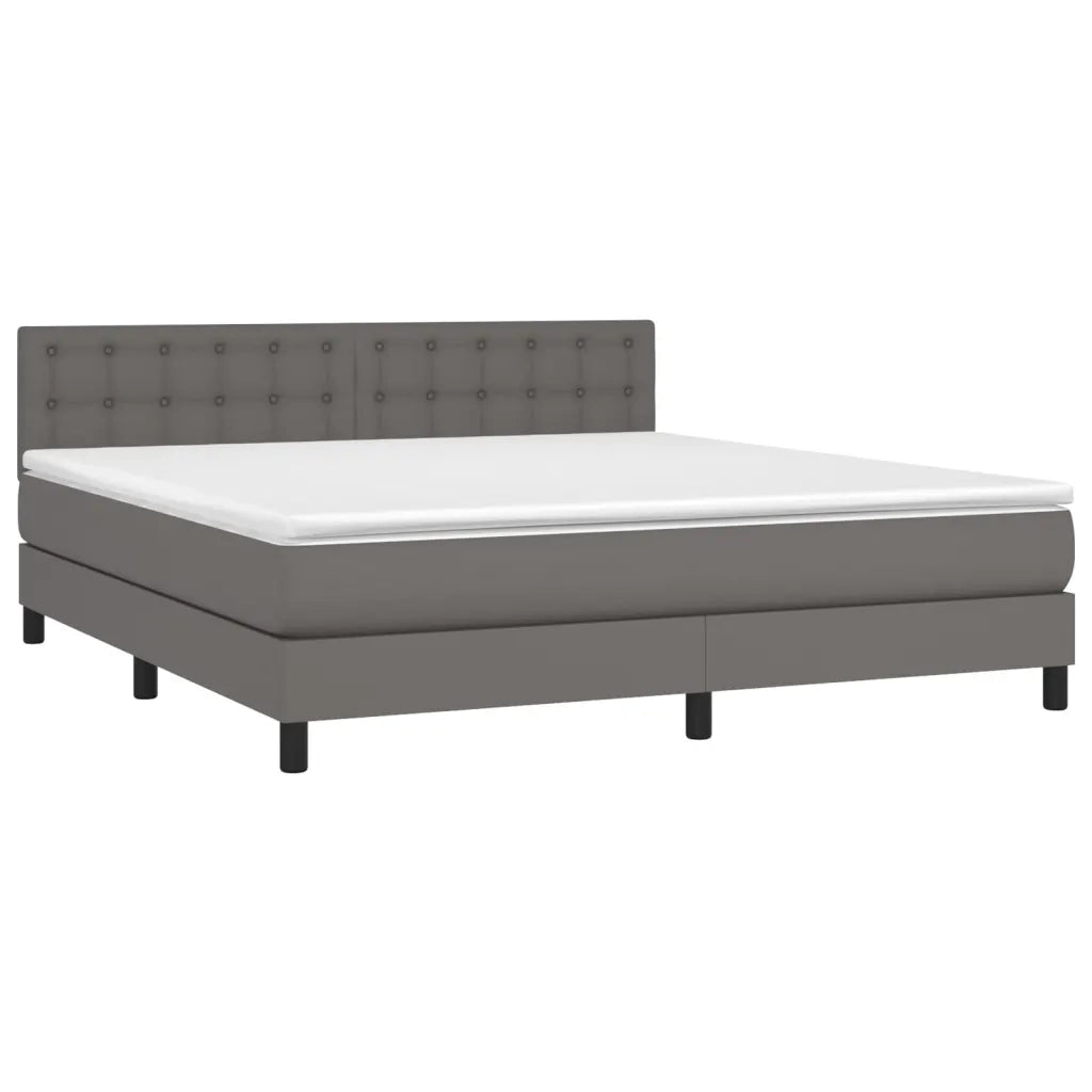 Giroletto Molle con Materasso e LED Grigio 180x200cm Similpelle