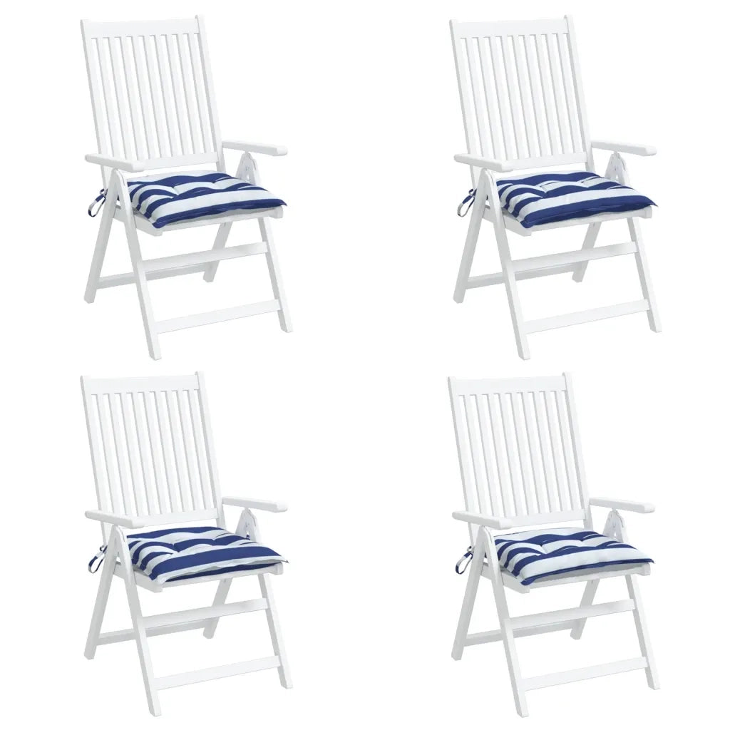 Cuscini per Sedia 4pz Bianco e Blu 50x50x7 cm Tessuto Oxford