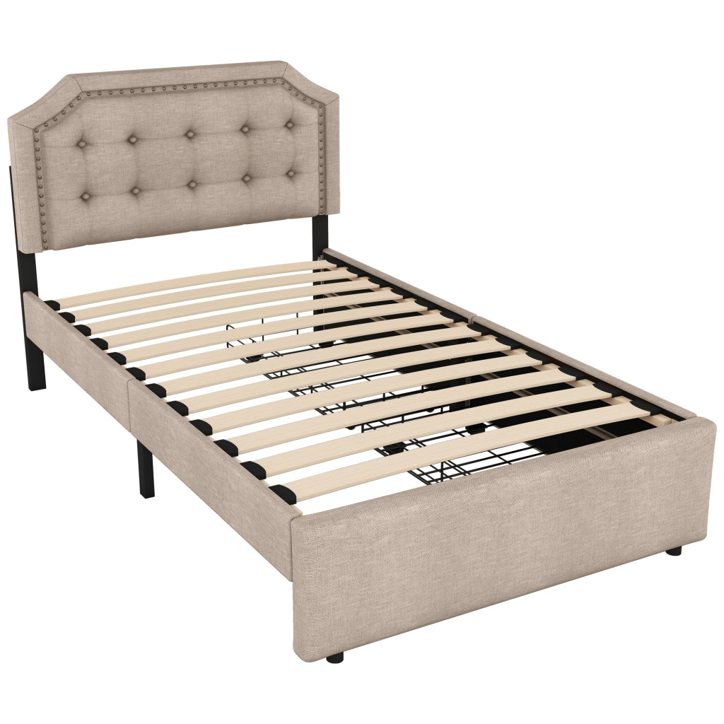 letto imbottito mdf beige 90 x 200 cm