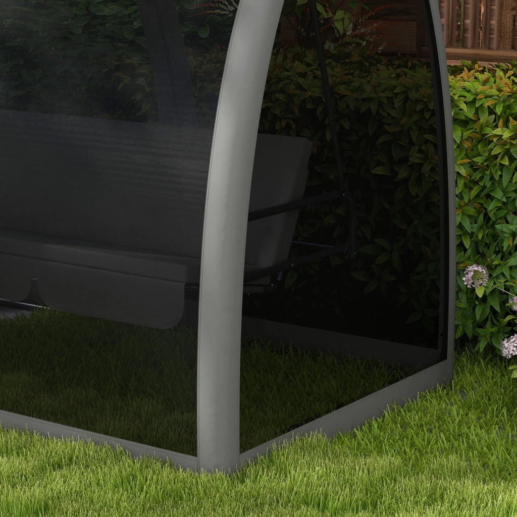 Dondolo da Giardino 2 in 1 Convertibile in Letto 240x140x197 cm con Cuscini e Zanzariera Grigio
