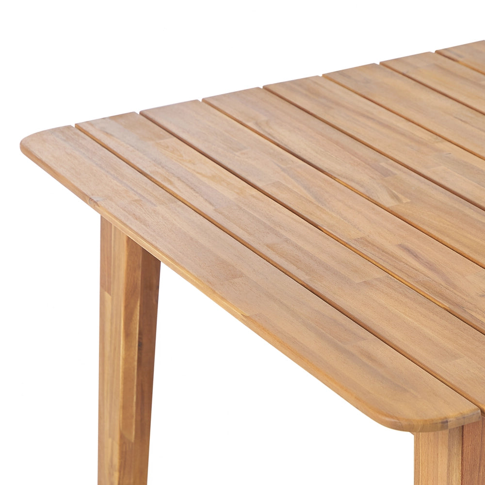 Set da pranzo da giardino Tavolo in legno di acacia chiaro 180 x 90 cm 6 sedie da esterno con braccioli stile rustico