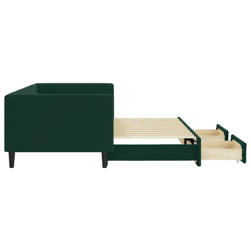 Divano Letto Estraibile Cassetti Verde Scuro 90x200cm Velluto 3196741