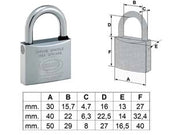 LUCCHETTO OTTONE CROMATO MARINO EUROMARINE ARCO NORMALE PL120- - mm.50 (PL1205000) - 1 blister CORBIN