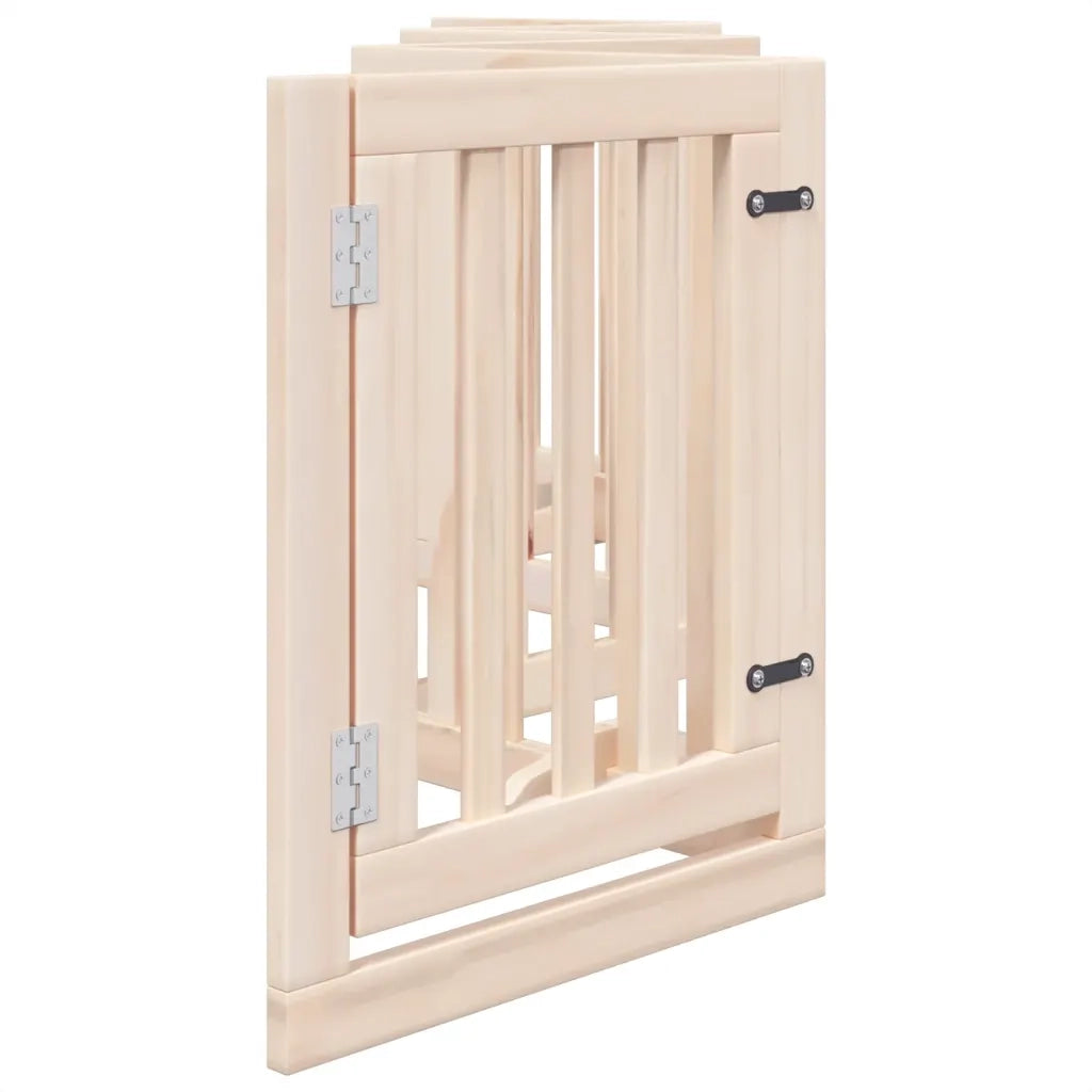 Cancelletto per cani con porta pieghevole 6 pannelli 300 cm in legno di pioppo 352237