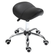Sgabello da Lavoro a Sella con Ruote e Altezza Regolabile per Negozi Parrucchiere e Tattoo, 52x53x49-61cm Nero